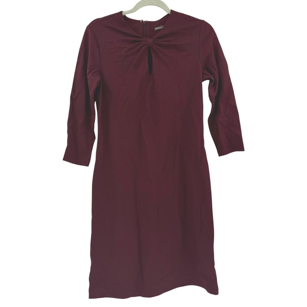 J. Mclaughlin Burgundy Red Catalina Cloth Dress Career Keyhole Sheath Size M